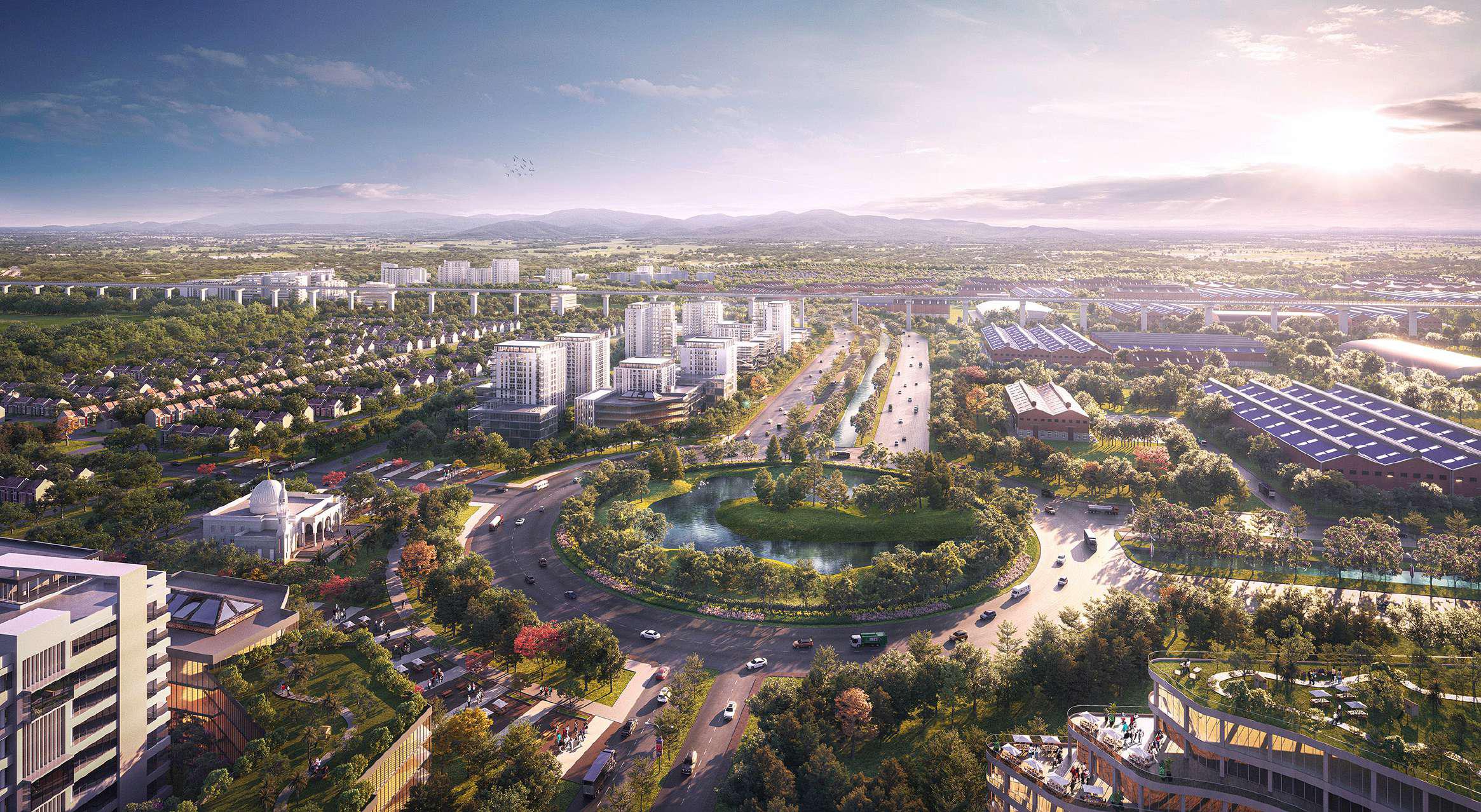 Eco-Island Roundabout with The Hub and Silicon Center